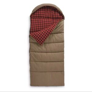 Guide Gear Tan Canvas Plaid Hunter Double Sleeping Bag, -30°F Camping Winter